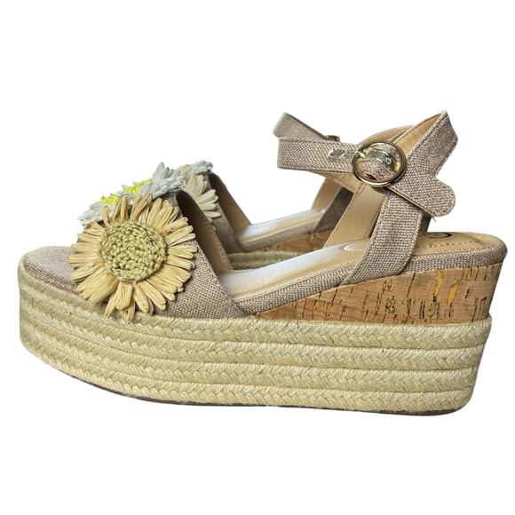 C Comfort Est. 1946 Wedges Size 8 M Straw Flower Platform Espadrille Sandals - Picture 6 of 11